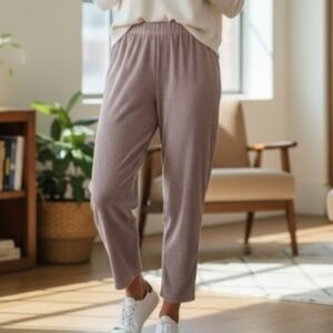 Tan Joggers with Elastic Waistband and Drawstring